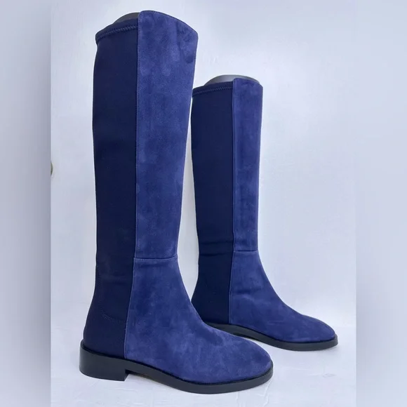 NWOB STUART WEITZMAN Greer City knee high Suede Navy Boots, Size 5 - Picture 2 of 13